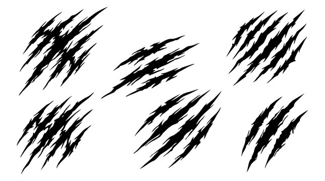 Claw scratch mark set vector illustration