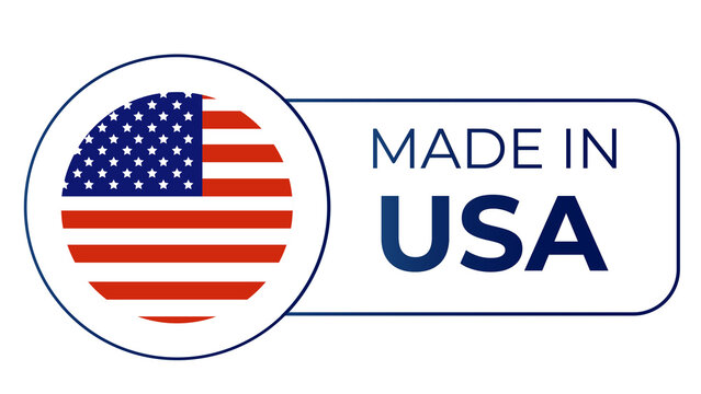 Made in USA quality guarantee badge featuring the American flag in a circular emblem for product labeling and patriotic branding