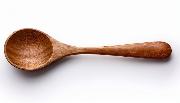 top view of wooden spoon isolated on white