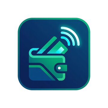 Digital Wallet and Contactless Card Payment Icon with NFC Wireless Signal