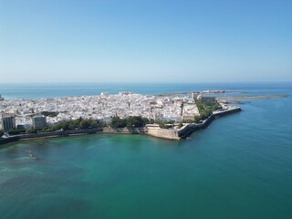 Cadiz old town peninsula aerial view © Tororio Stock