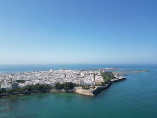 Cadiz city peninsula aerial view from drone © Tororio Stock