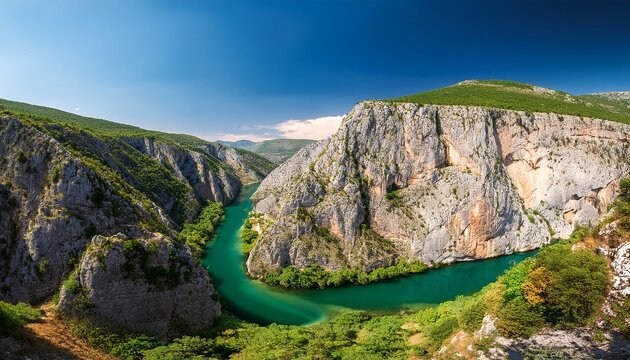 bunski kanal where the buna river joins the neretva river through a narrow limestone canyon bosnia and herzegovina