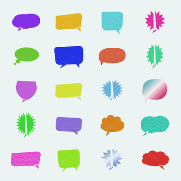 Colorful Speech Bubbles And Thought Icons Set With Transparent Background