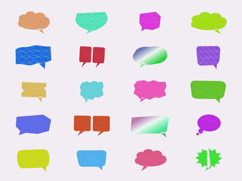 Colorful Speech Bubbles Design Set with Various Shapes and Textures for Creative Projects