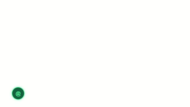 Animated Green Social Media Lower Third Bar with At Sign Username Icon - Modern Blank Social Media Handle Banner Motion Graphic Overlay Isolated on White Background for Content Creators