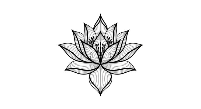 Beautiful lotus flower line art vector illustration