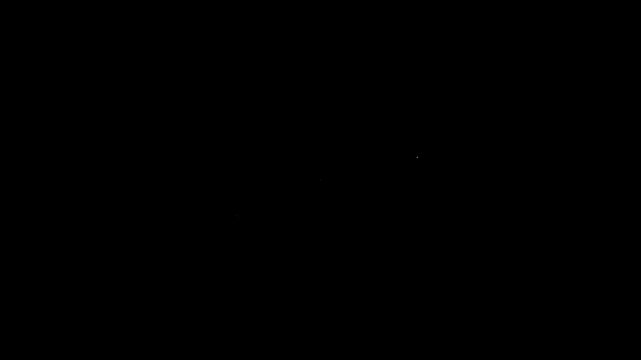 Twinkling stars animation, white cartoon sparkle stars, fast blinking lines, flat vector doodle animation, glowing glitter trail effect, shining motion video on black screen background. 4k