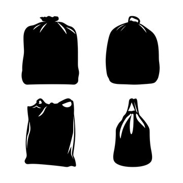 Black backpack and handbag vector icons - Four stylish black backpack and handbag icons in vector format, simple and clean design for various uses.