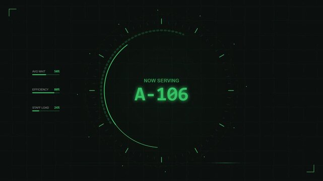 Futuristic Digital Queue Management System Interface