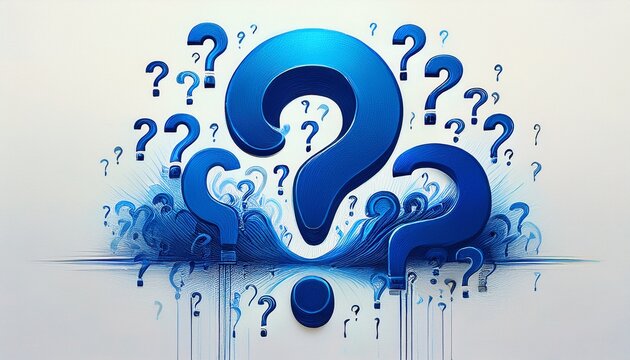 blue question marks on white background