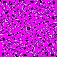 Fototapeta premium Vibrant magenta pink abstract pattern featuring metallic purple chains and drops