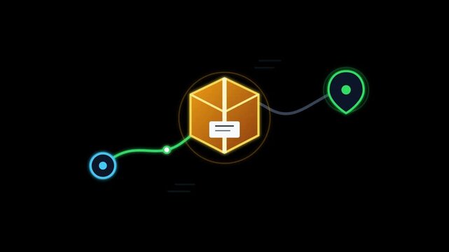 Package Delivery Tracking with GPS Route and Location Pin Animation
