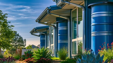 Obraz premium Modern rainwater collecting system for sustainable water conservation