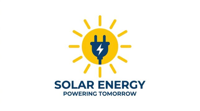 A yellow sunburst design features a black electrical plug with a lightning bolt representing solar energy alternativepower cleanenergy climateaction
