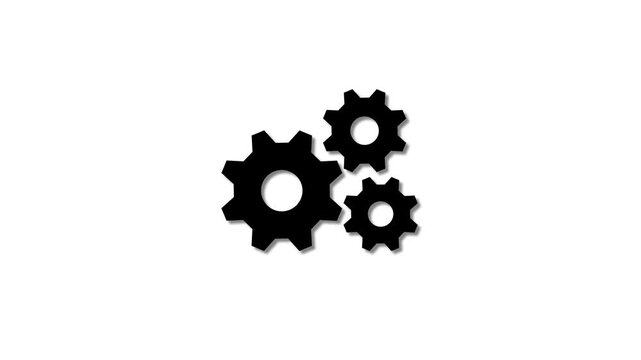 Cogwheel gear spinning around animation. cog wheel icon turning animated background. Motion graphics of teamwork concept