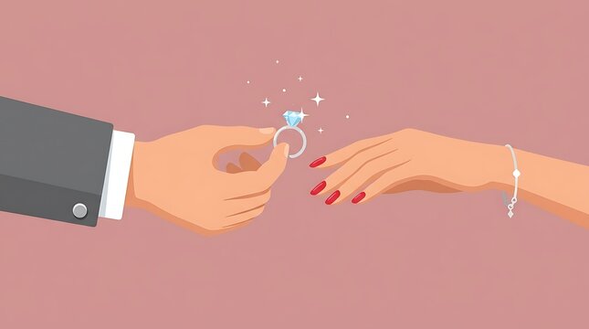 Man proposing marriage to woman with diamond ring and smartphone recording the moment