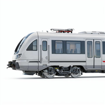 Modern electric passenger commuter train carriage side view isolated on white background 3D rendering