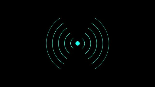 Digital radio waves circle diffusion animation. Circular diffuse ripple animation. Radio waves signal icon concept.