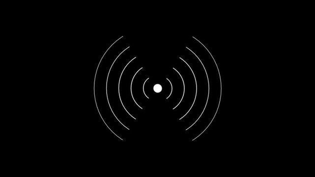 Digital radio waves circle diffusion animation. Circular diffuse ripple animation. Radio waves signal icon concept.