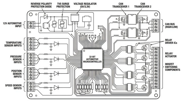 Technical schematic diagram of a complex electronic circuit board