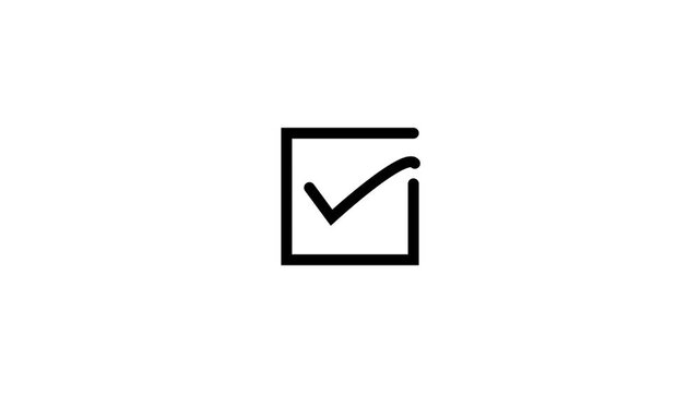 Empty square transforms into a checked box on white