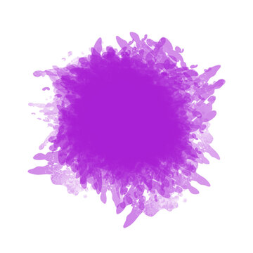 Mancha de pintura violeta, fondo transparente. Una mancha abstracta central de color morado intenso con bordes irregulares, simulando el efecto de una salpicadura de acuarela o tinta.