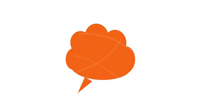 Orange thought speech bubble with cloud shape