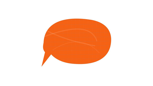 Orange speech bubble conversation icon with tail