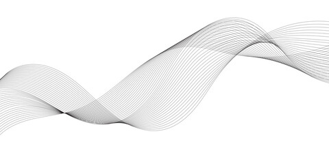 Fototapeta premium Abstract Technology Wave Lines on White Background with Grey Swirl and Smooth Blend Effect