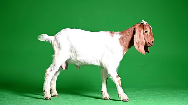 Goat Standing on Green Screen Studio Background