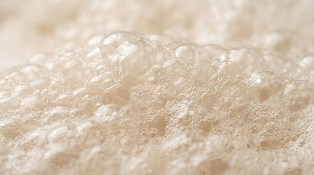 Close-up of soft white foam texture with delicate translucent bubbles for clean design backgrounds