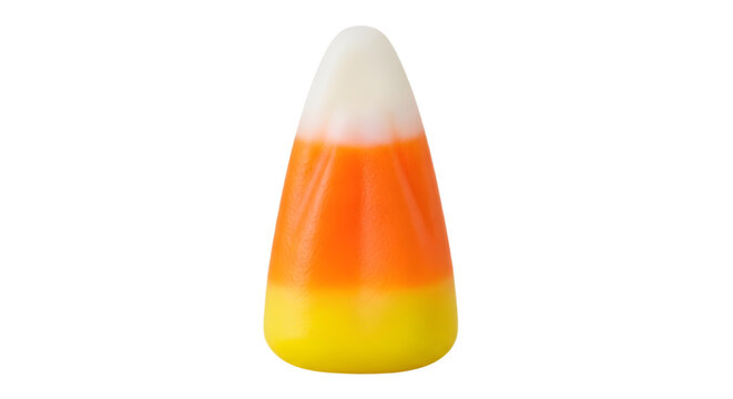Single piece of classic tricolor candy corn isolated on transparent background