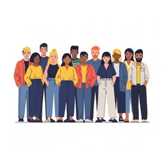Obraz premium Diverse group of young multiethnic people standing together in solidarity and community
