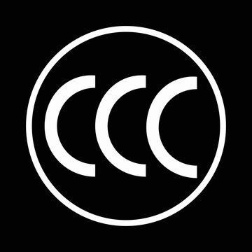 CCC Letter Icon in Circle Isolated on Black Background