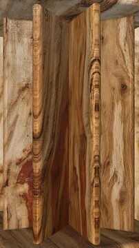 Seamless looped motion of Hickory wooden boards highlighting beautiful grain structure, tactile texture, polished surfaces and natural material detail