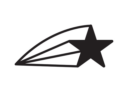 Shooting star comet line art icon isolated on transparent background