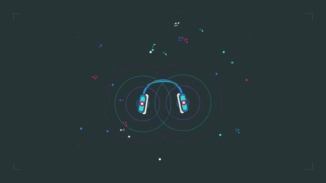 Animated video featuring piano, violin, and moving musical rhythms with a music theme.
