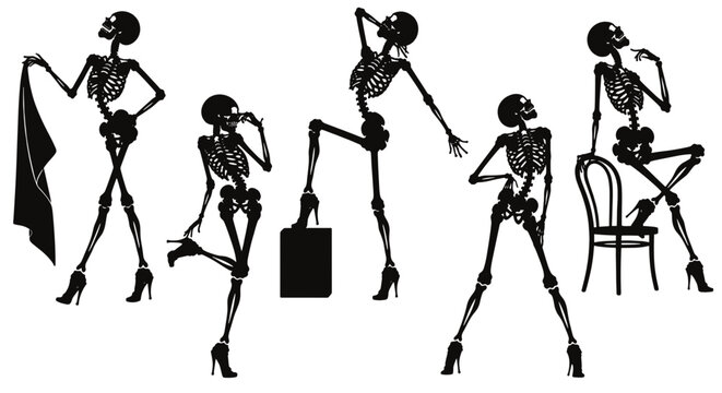 Glamorous Female Skeleton Fashion Model Silhouette Collection