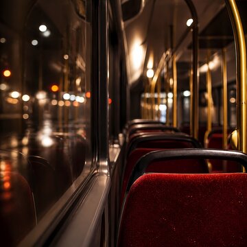 Night bus interior reflections window