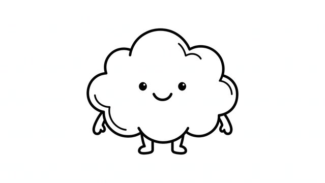 Cute Cloud Character Coloring Page