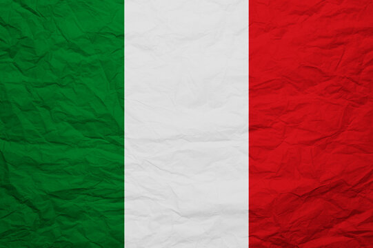 Italian paper flag. Italian-themed background.