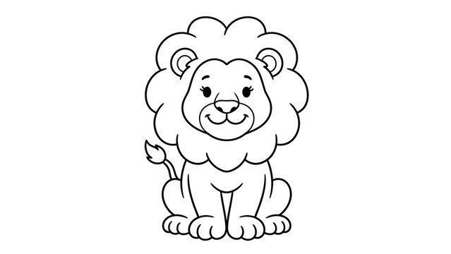 Cute lion sitting coloring page
