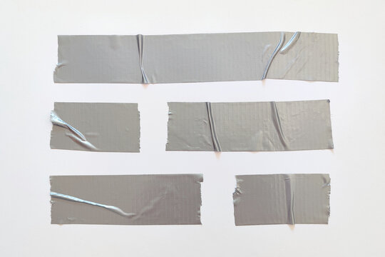 Set of Silver Duck Tape, Duct Tape, Adhesive Tape on white background
