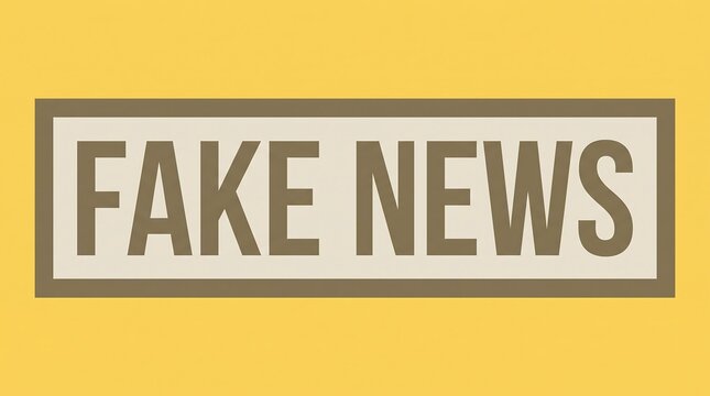 Fake news typography on yellow background, misinformation concept banner, bold text for media and journalism articles