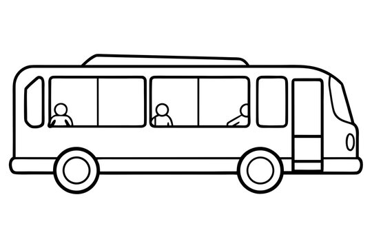 Simple school bus with passengers inside