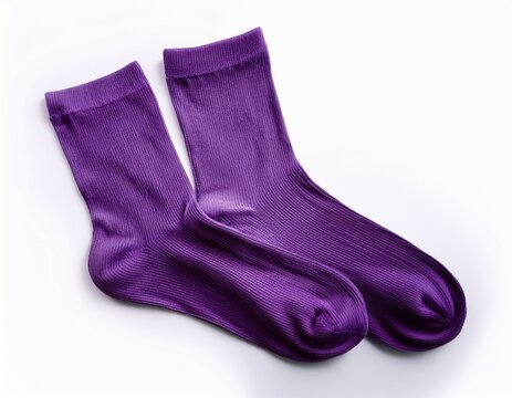 purple socks on an isolated white background