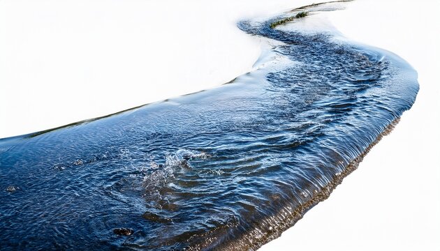 narrow stream of water on an isolated white background