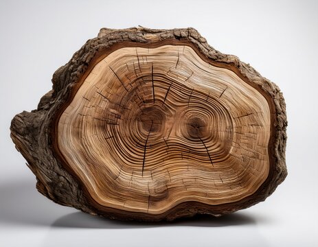 large piece of bark inside isolated white background