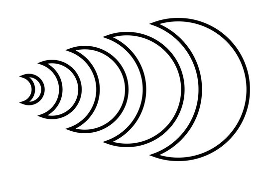 Black Curved Radar Signal Wave Lines for Radio isolated on transparent background wifi frequency sound emission sonar